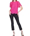 Jade Short Sleeve Lace Top In Fuchsia In Pink