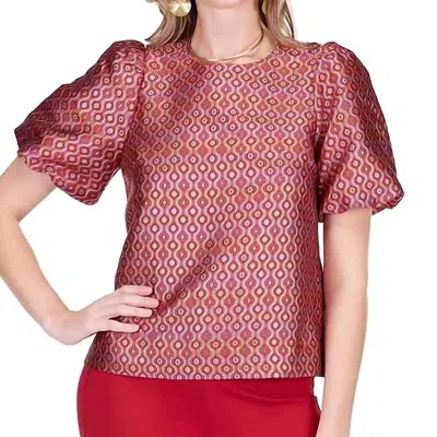 Jade Short Sleeve Top In Groovy Grid In Multi