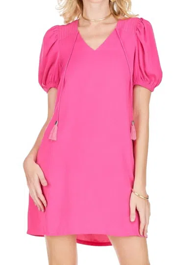 Jade Shoulder Stitch Mini Dress In Fuchsia In Pink
