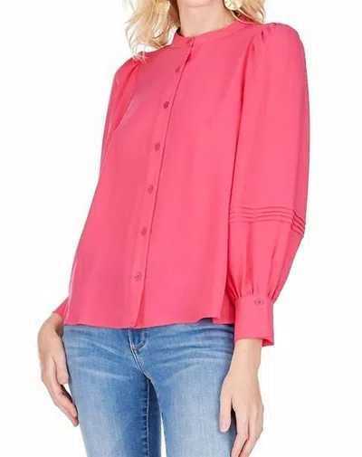 Jade Sleeve Pleated Blouse In Fuschia In Pink