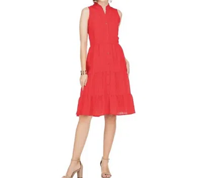 Jade Sleeveless Button Front Tiered Dress In Orange