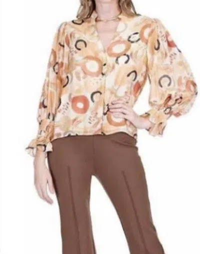 Jade Split V-neck Blouse In Desert Mirage In Multi