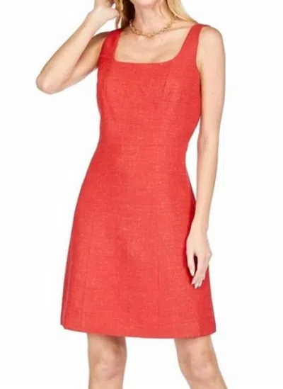 Jade Square Neck Empire Waist Dress In Red