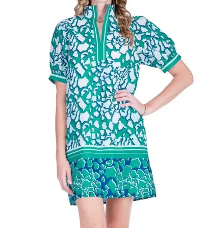 Jade Stand Collar Mini Dress In Reefline In Multi