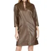 Jade Stand Collar Faux Leather Dress In Chocolate In Gold