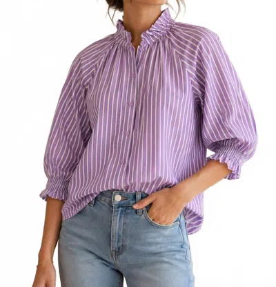 Jade Stripe Blouse In Purple Stripe