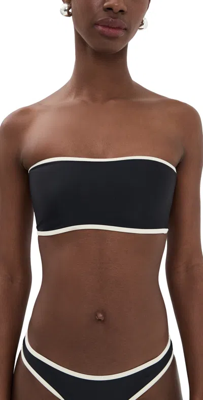 Jade Swim All Around Bandeau Bikini Top Black W/ Ivory