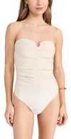 Jade Swim Yara Draped Bandeau One-piece In Sandstone Terry Sheen