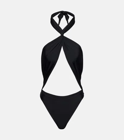 Jade Swim Apex Halterneck Cutout Swimsuit In Black