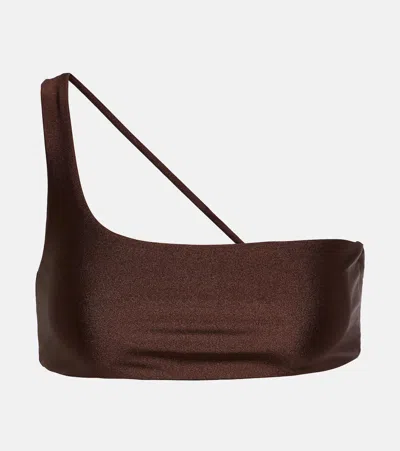 Jade Swim Apex One-shoulder Bikini Top In Chocolate