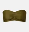Jade Swim Ava Ruched Bandeau Bikini Top In Green