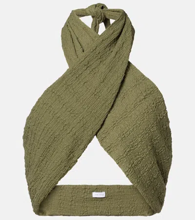 Jade Swim Aylin Halterneck Seersucker Crop Top In Green