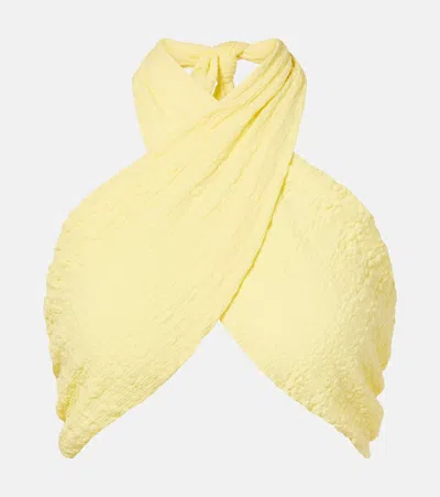 Jade Swim Aylin Halterneck Seersucker Crop Top In Yellow