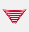Jade Swim Bare Minimum Striped Bikini Bottoms In Red
