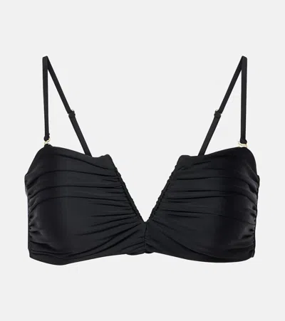 Jade Swim Calla Ruched Bikini Top In Black