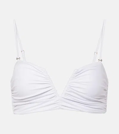 Jade Swim Calla Ruched Bikini Top In White