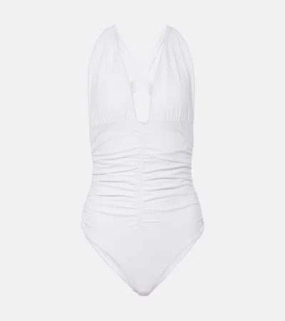 Jade Swim Capri Gathered Swimsuit In White