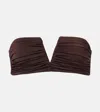 Jade Swim Clara Ruched Bandeau Bikini Top In Brown