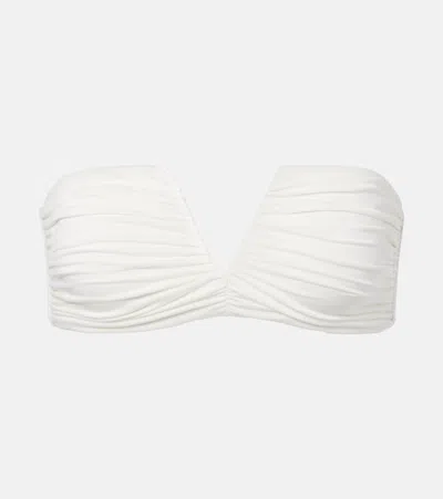 Jade Swim Clara Ruched Bandeau Bikini Top In White