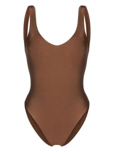 Jade Swim Contour One Piece Clothing In Brown