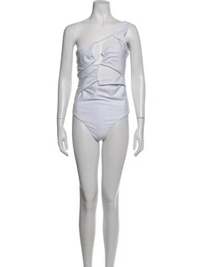 Pre-owned Jade Swim Cutout Accent One-piece In White