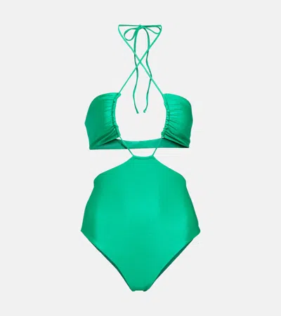 Jade Swim Cutout Swimsuit In Green Sheen