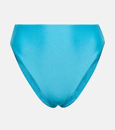 Jade Swim Incline High-rise Bikini Bottoms In Bright Blue Sheen