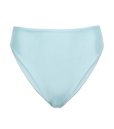 Jade Swim Incline High-rise Bikini Bottoms In Light Blue Sheen