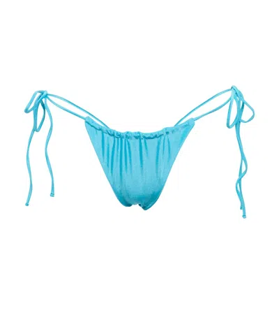 Jade Swim Lana Self-tie Bikini Bottoms In Bright Blue Sheen