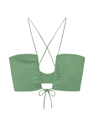 Jade Swim Livi Ruched Bikini Top In Green