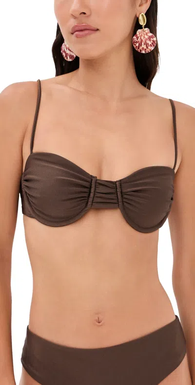 Jade Swim Mia Bikini Top Mocha Sheen In Brown
