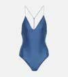 Jade Swim Micro All In One Swimsuit In Indigo Sheen