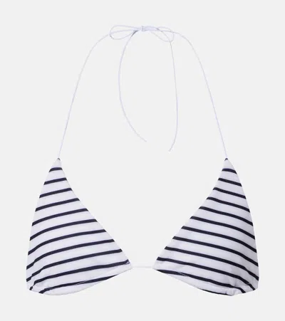 Jade Swim Micro Via Striped Bikini Top In White