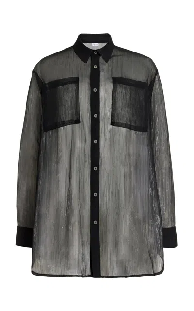 Jade Swim Mika Gauze Button-down Shirt In Black