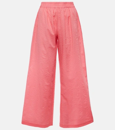 Jade Swim Mika High-rise Cotton Wide-leg Pants In Pink