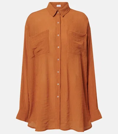 Jade Swim Mika Seersucker Shirt In Brown
