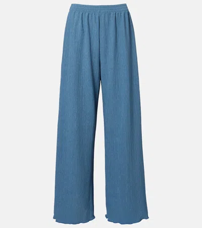 Jade Swim Mika Seersucker Wide-leg Pants In Blue
