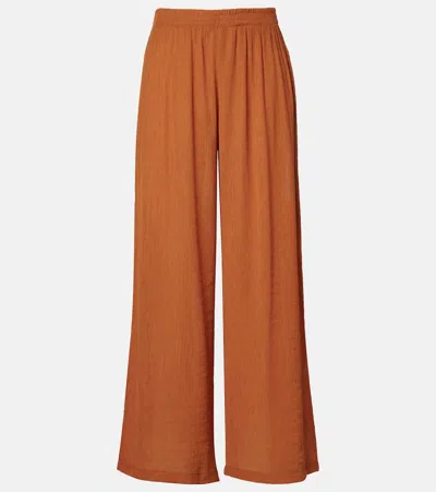 Jade Swim Mika Seersucker Wide-leg Pants In Brown