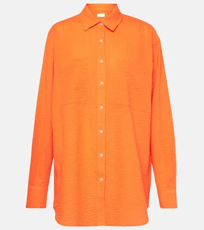 Jade Swim Mika Sheer Cotton Shirt In Orange