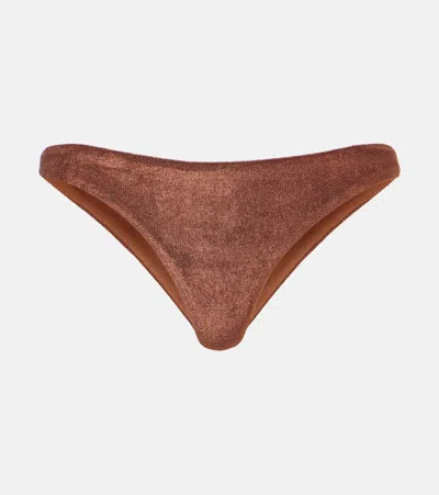 Jade Swim Most Wanted Terry Bikini Bottoms In Brown