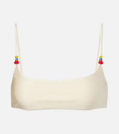 Jade Swim Muse Beaded Bikini Top In Yellow