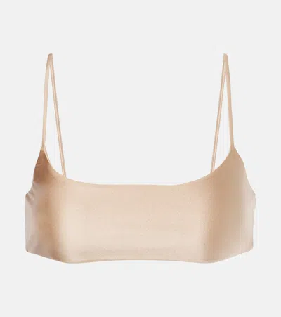 Jade Swim Muse Bikini Top In Taupe Sheen