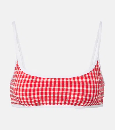 Jade Swim Muse Scoop Gingham Bikini Top In Red