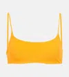 Jade Swim Via Triangle Terry Bikini Top In Saffron Terry