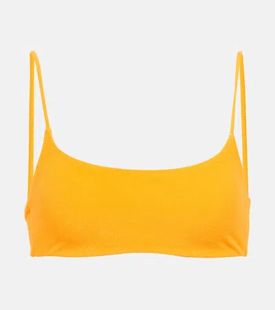 Jade Swim Via Triangle Terry Bikini Top In Saffron Terry