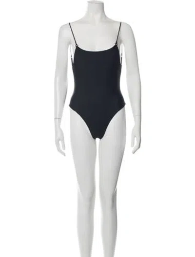 Pre-owned Jade Swim Nylon Square Neckline Bodysuit In Black