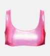Jade Swim Rounded Edges Bikini Top In Neon Pink
