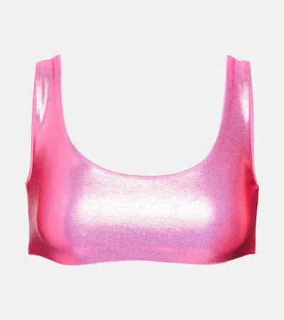 Jade Swim Rounded Edges Bikini Top In Neon Pink