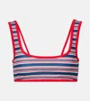 Jade Swim Rounded Edges Striped Bikini Top In Multicoloured