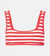 Jade Swim Rounded Edges Striped Bikini Top In Red